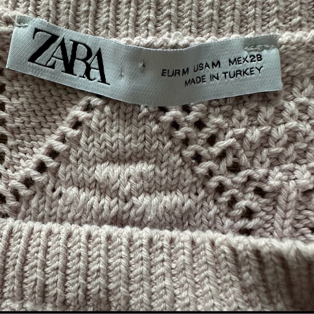 ZARA Pink‎ Embroidered Coquette Cottagecore Pointelle Knit Crop Top Ruffles - M - Picture 7 of 11